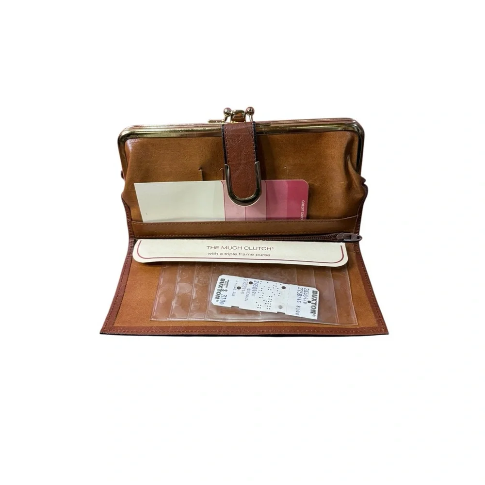 Vintage Buxton Brown‎ Leather Women's Wallet and Key Trainer Set